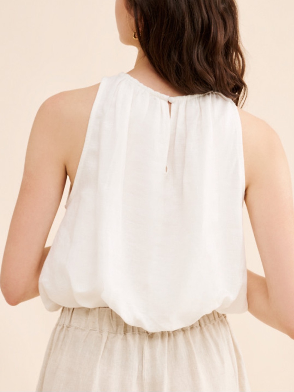 Anthropologie White Halter Bubble Hem Camisole - Picture 2 of 16